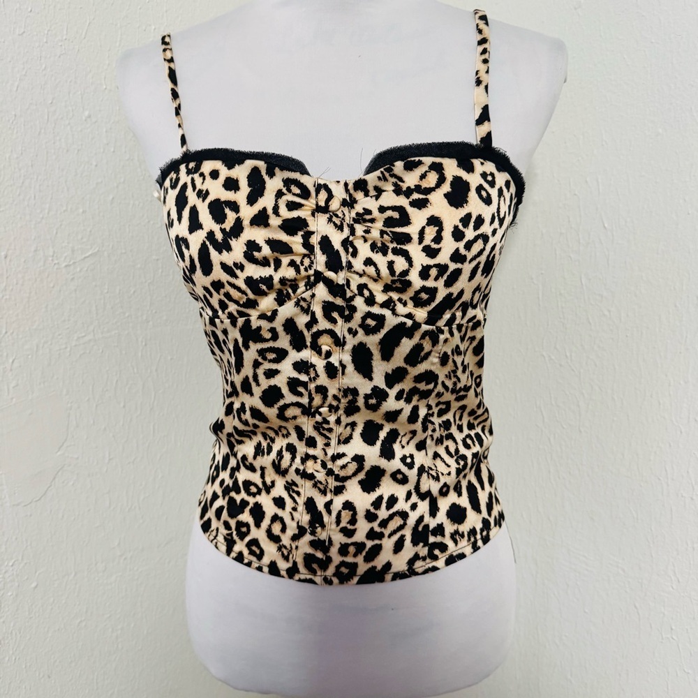 Thirty Thirty NWT Women’s Medium Leopard Print Babydoll Top Camisole Padded Adj